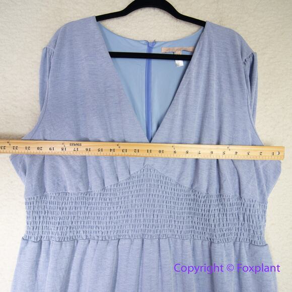 Anthropologie HUTCH blue Dress scalloped elastic waistline, size 3X - Picture 6 of 16